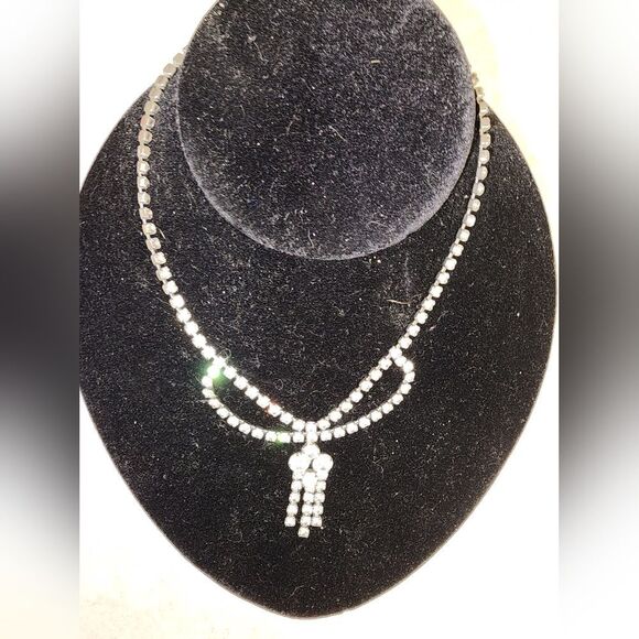 VINTAGE ART DECO HIGH END RHINESTONE RUNWAY 15" NECKLACE - Picture 2 of 5